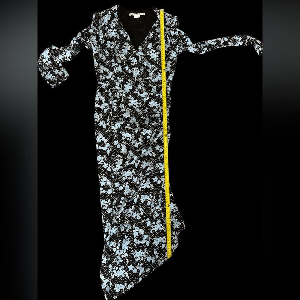 LN Veronica Beard Chana Floral asymmetrical dress size 4 Ruched Zipper Long Slv - Picture 12 of 13